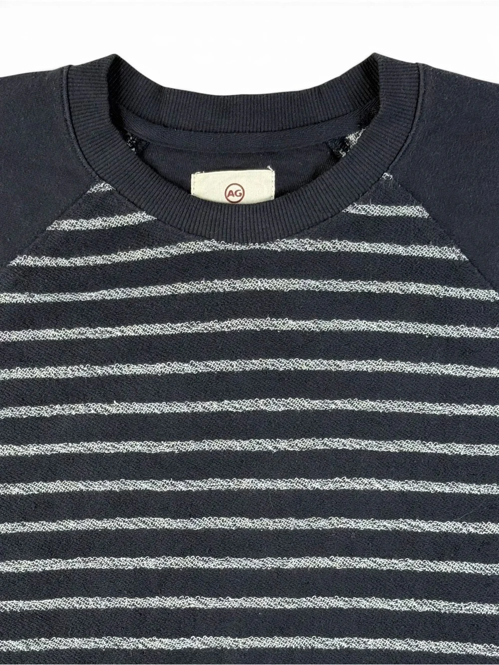 AG Adriano Goldschmied Striped Raglan Crewneck Sweater Navy Men’s Medium